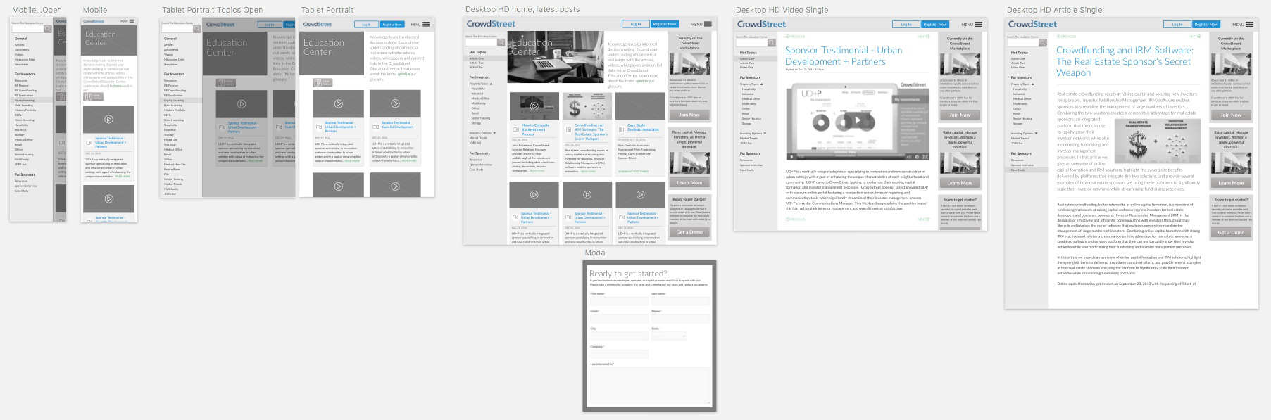 resource center wireframes